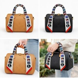 WHITE HANDBAG PRINT SKINNY SCARF HANDLE WRAP HAIR NECK TIE BANDEAU 33x2 NEW